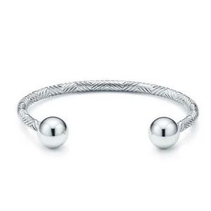 Tiffany and Co sterling Textured Barbell Cuff